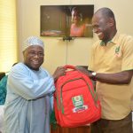 Prof. Abdalla Uba Adamu VC, NOUN with Prof Godwin Akper receiving award
